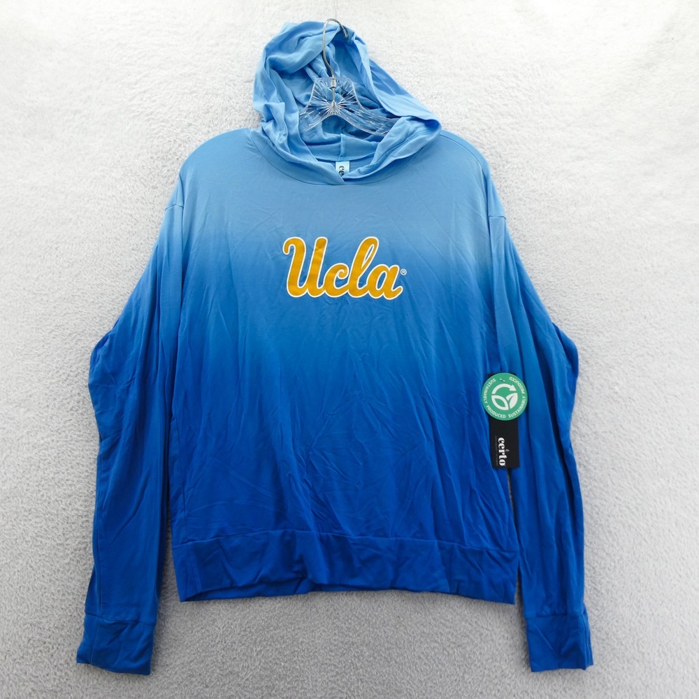 Certo‎ UCLA Hoodie Women Medium Blue Ombre Bruins Script Logo Tencel Jersey NEW